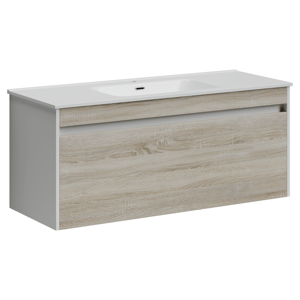 Тумба 120 см Smart ПОДВЕСНАЯ Sancos Дуб бардолино/белый с умывальником CN7006