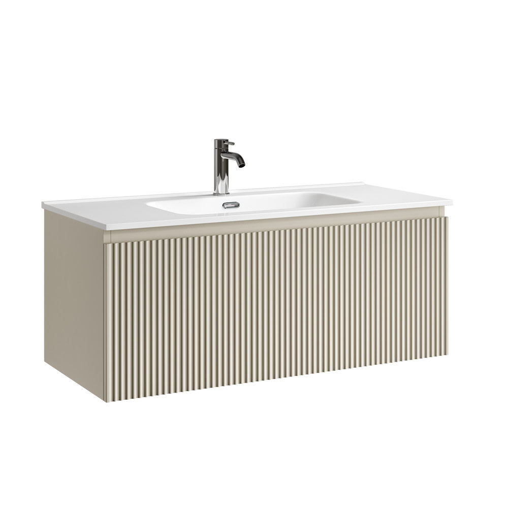 Тумба 100 см SNOB R 1.0 Beige Soft ПОДВЕСНАЯ Sancos с умывальником CN7003