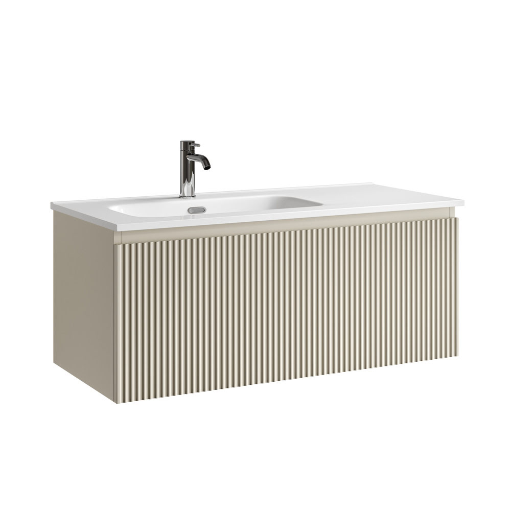 Тумба 100 см SNOB R 1.0 Beige Soft Левая ПОДВЕСНАЯ Sancos с умывальником CN7014