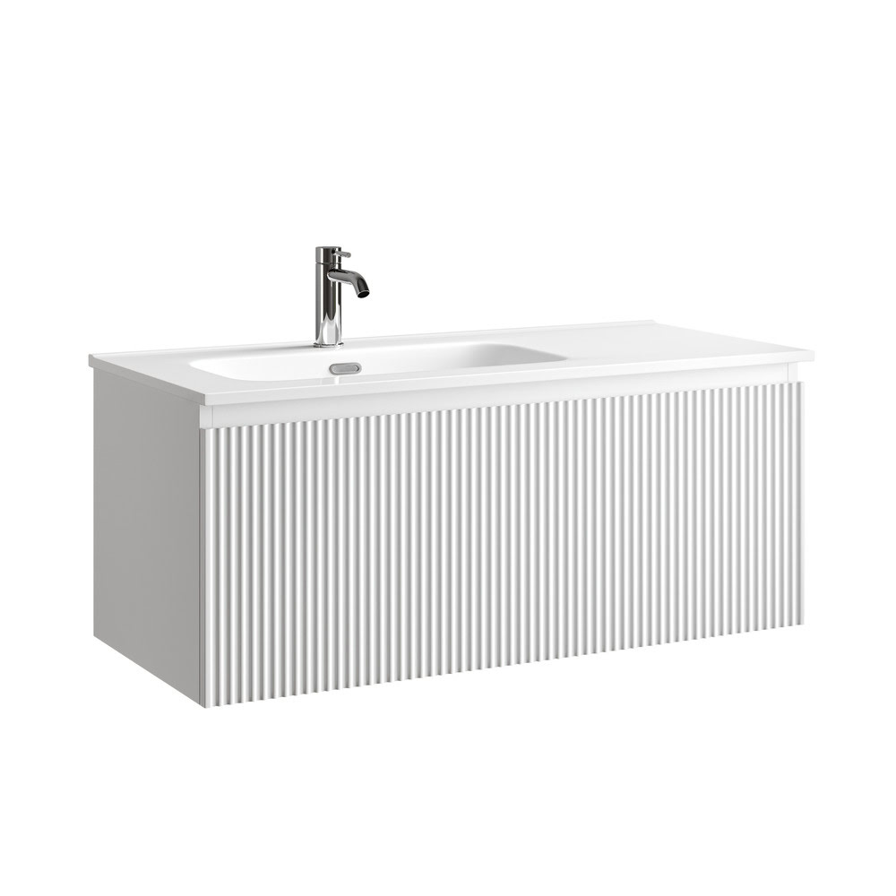 Тумба 100 см SNOB R 1.0 Bianco Левая ПОДВЕСНАЯ Sancos с умывальником CN7014