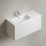 Тумба 100 см SNOB R 1.0 Bianco Левая ПОДВЕСНАЯ Sancos с умывальником CN7014 — изображение 6