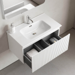 Тумба 90 см SNOB R 1.0 Bianco ПОДВЕСНАЯ Sancos с умывальником CN7002 — изображение 5