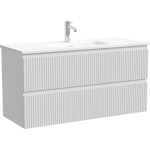 Тумба 100 см ПОДВЕСНАЯ Sancos СНОБ Р 390 (Snob R 390) Белый матовый (Bianco) с умывальником CN7027