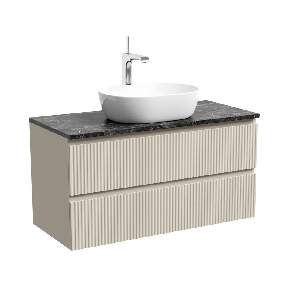 Тумба 100 см ПОДВЕСНАЯ Sancos SNOB R Beige Soft со столешницей и умывальником CN5010