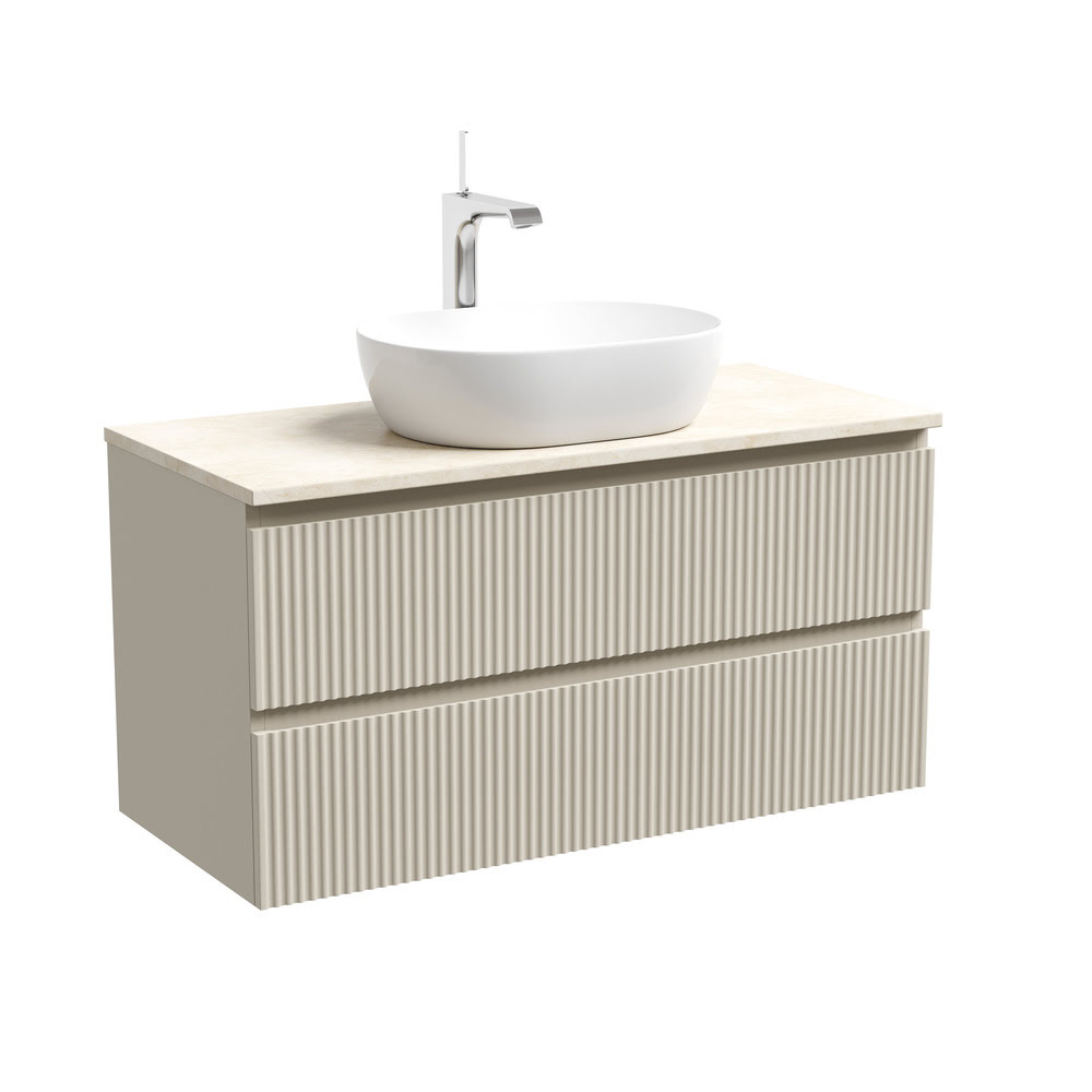 Тумба 100 см ПОДВЕСНАЯ Sancos SNOB R Beige Soft со столешницей и умывальником CN5010