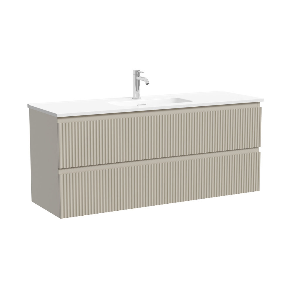 snr120-39ce_1 Тумба 120 см SNOB R Beige Soft ПОДВЕСНАЯ Sancos с умывальником CN7028 — изображение 1