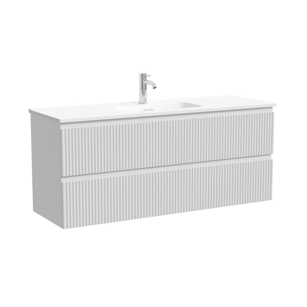 Тумба 120 см ПОДВЕСНАЯ Sancos СНОБ Р 390 (Snob R 390) Белый матовый (Bianco) с умывальником CN7028