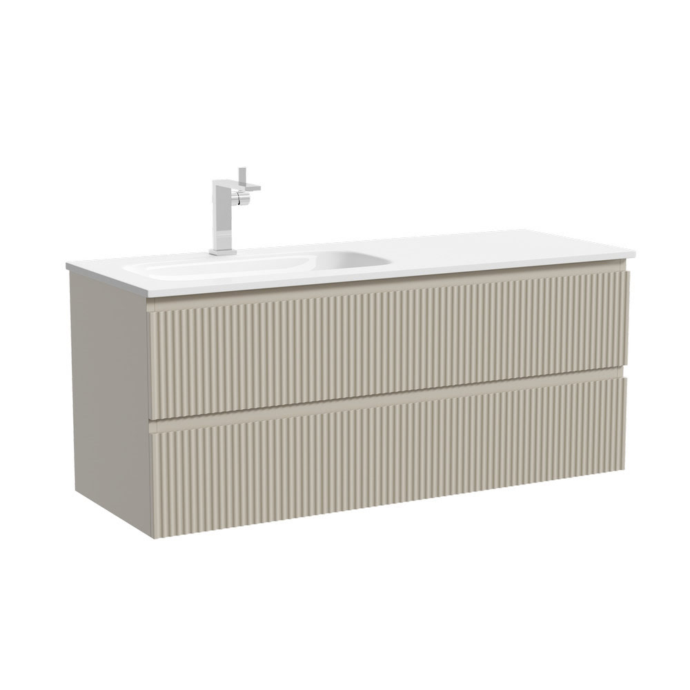 snr120lce_1 Тумба 120 см ПОДВЕСНАЯ Левая Sancos SNOB R Beige Soft с умывальником CN7006L — изображение 1