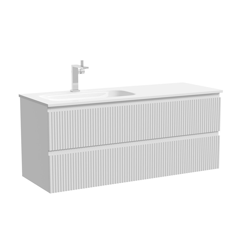 Тумба 120 см Левая ПОДВЕСНАЯ Sancos SNOB R Bianco с умывальником CN7006L