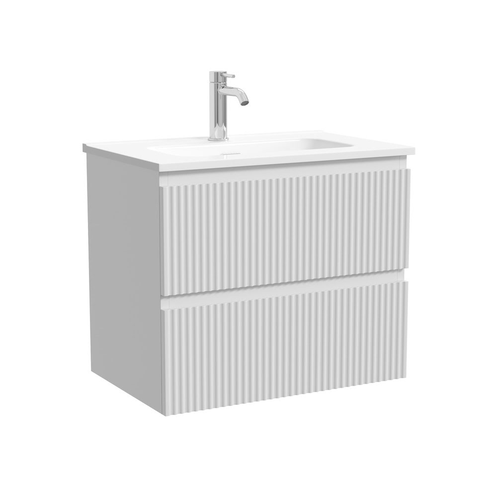 Тумба 70 см ПОДВЕСНАЯ Sancos СНОБ Р 390 (Snob R 390) Белый матовый (Bianco) с умывальником CN7029
