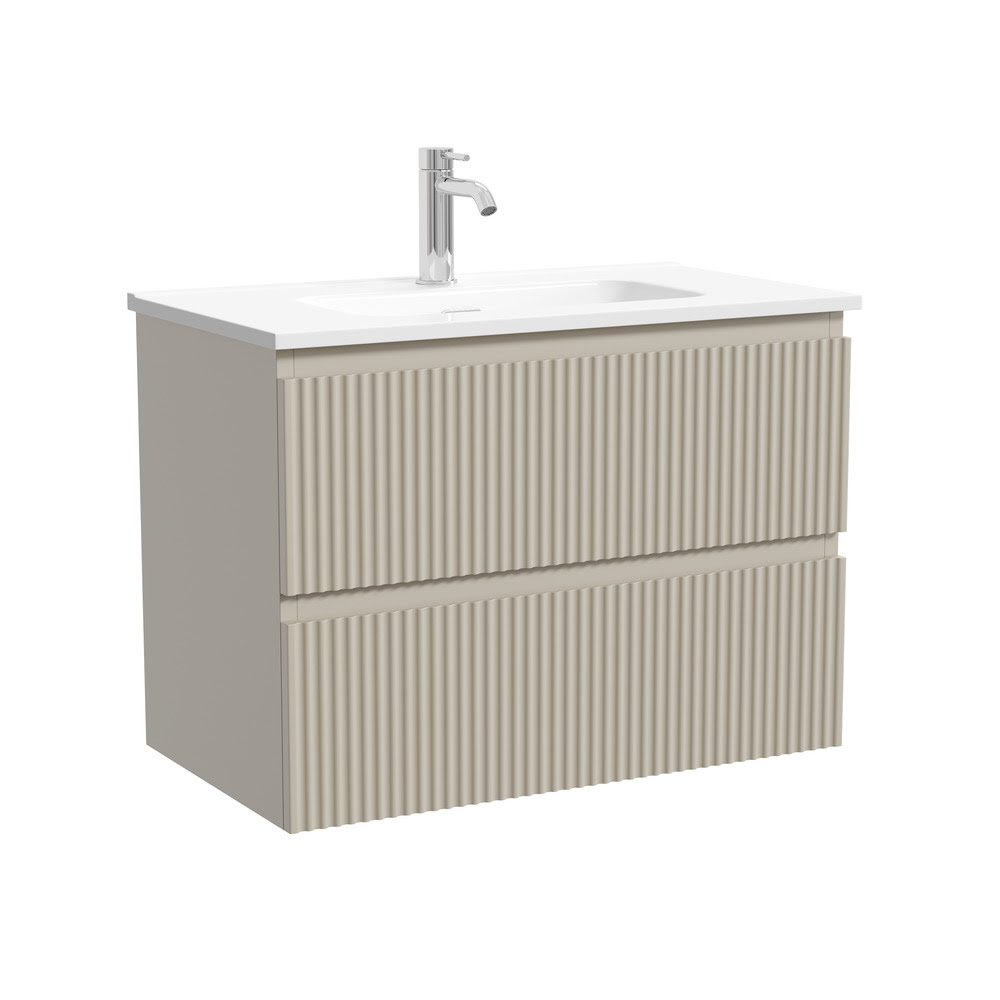 Тумба 70 см ПОДВЕСНАЯ Sancos Сноб Р 390 (Snob R 390) Бежевый матовый (Beige soft) с умывальником CN7029