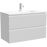 Тумба 90 см ПОДВЕСНАЯ Sancos СНОБ Р 390 (Snob R 390) Белый матовый (Bianco) с умывальником CN7030