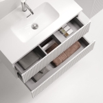 Тумба 90 см ПОДВЕСНАЯ Sancos СНОБ Р 390 (Snob R 390) Белый матовый (Bianco) с умывальником CN7030 — изображение 4