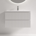 Тумба 90 см ПОДВЕСНАЯ Sancos СНОБ Р 390 (Snob R 390) Белый матовый (Bianco) с умывальником CN7030 — изображение 5