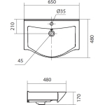 Тумба 65 см ДЕВИС ПОДВЕСНАЯ Бетон чикаго с умывальником — изображение 7