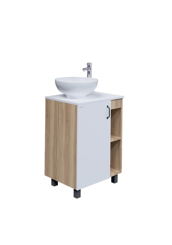 Тумба 60 см ФЛАЙ Grossman Дуб сонома/белая с умывальником GR-3014