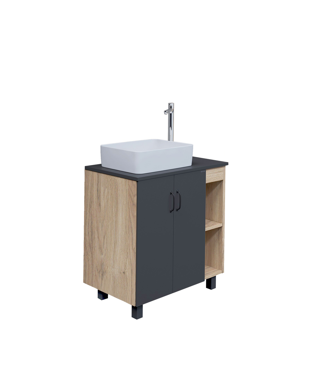 Тумба 80 см Флай Дуб сонома/серая Grossman с умывальником GR-3016