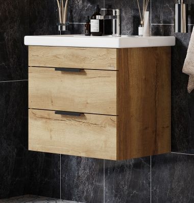 Тумба 60 см ЛЕГРАН Подвесная Дуб галифакс с умывальником