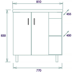 Тумба 80 см ТИМБЕР Серый матовый/дуб сонома с умывальником — изображение 2