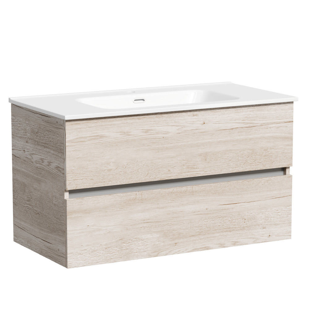 Тумба 90 см Urban ПОДВЕСНАЯ Sancos Дуб Галифакс с умывальником CN7002