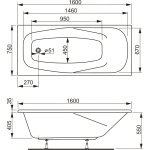 Ванна 160x75 см акриловая Aronia VAGNERPLAST/Чехия — изображение 8