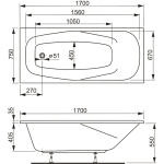 Ванна 170x75 см акриловая Aronia VAGNERPLAST/Чехия — изображение 8