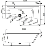 Ванна 160x90 см акриловая Левая Cavallo offset 160L VAGNERPLAST/Чехия — изображение 8