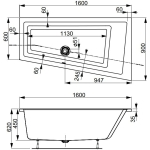 Ванна 160x90 см акриловая Правая Cavallo offset 160R VAGNERPLAST/Чехия — изображение 8