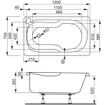 Ванна 120x70см акриловая Nike VAGNERPLAST/Чехия — изображение 6