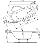 Ванна 147x100 см акриловая Левая Selena 147L VAGNERPLAST/Чехия — изображение 6