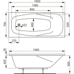 Ванна 150x70 см акриловая Aronia VAGNERPLAST/Чехия — изображение 8