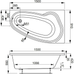 Ванна 150x90 см акриловая Левая Avona 150L VAGNERPLAST/Чехия — изображение 7