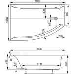 Ванна 160х105 см Левая акриловая Veronela offset 160L VAGNERPLAST/Чехия — изображение 8