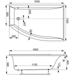 Ванна 160х105 см Правая акриловая Veronela offset 160R VAGNERPLAST/Чехия — изображение 8
