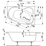 Ванна 160x105 см акриловая Левая Melite 160L VAGNERPLAST/Чехия — изображение 8