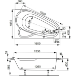 Ванна 160x105 см акриловая Левая Selena 160L VAGNERPLAST/Чехия — изображение 7