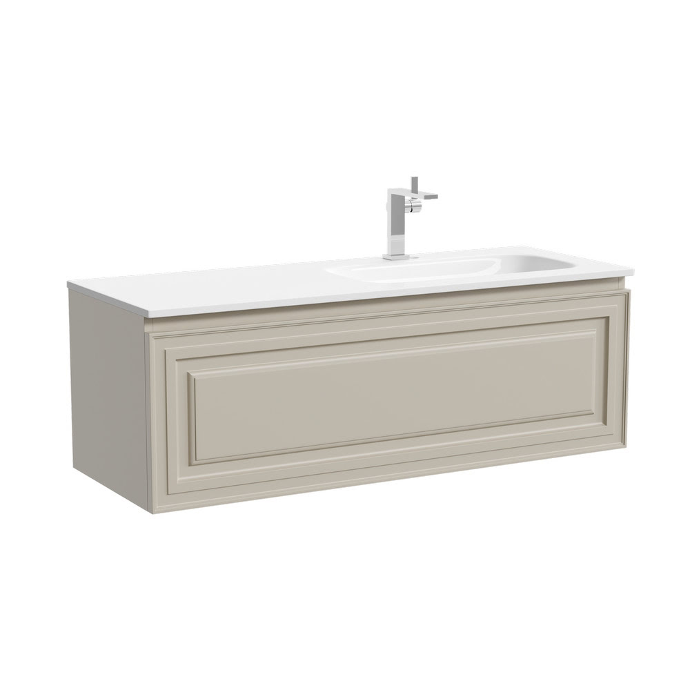 Тумба 120 см VERY Beige Soft Правая ПОДВЕСНАЯ Sancos с умывальником CN7006R