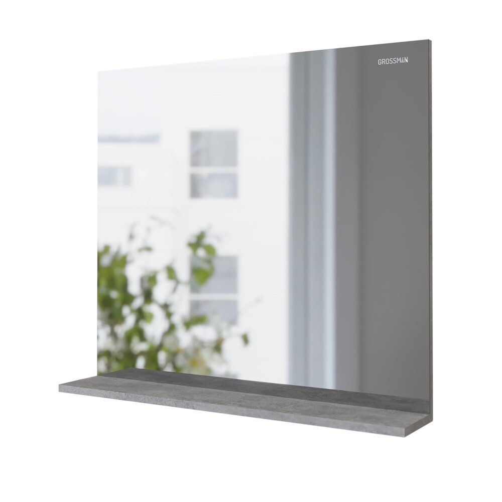 Зеркало 80 см ЭДВАНС Grossman Цемент светлый с полочкой