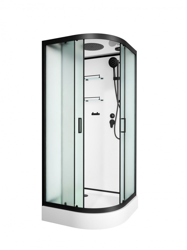 Душевая кабина 110х110х210см Frank F410 Black низкий поддон прозрачное стекло/Германия