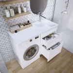 Раковина для стиральной машинки Madera 1100х480х178мм накладной прямоугольный КАМИЛЛА-110см правая чаша + кронштейн/Россия — изображение 3