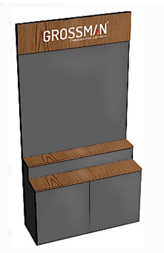 Рисунок26 Стенд для смесителей и душевых систем Grossman 230x120x416см ЛДСП - шамони тёмный/темно серый/РТ29 — изображение 1